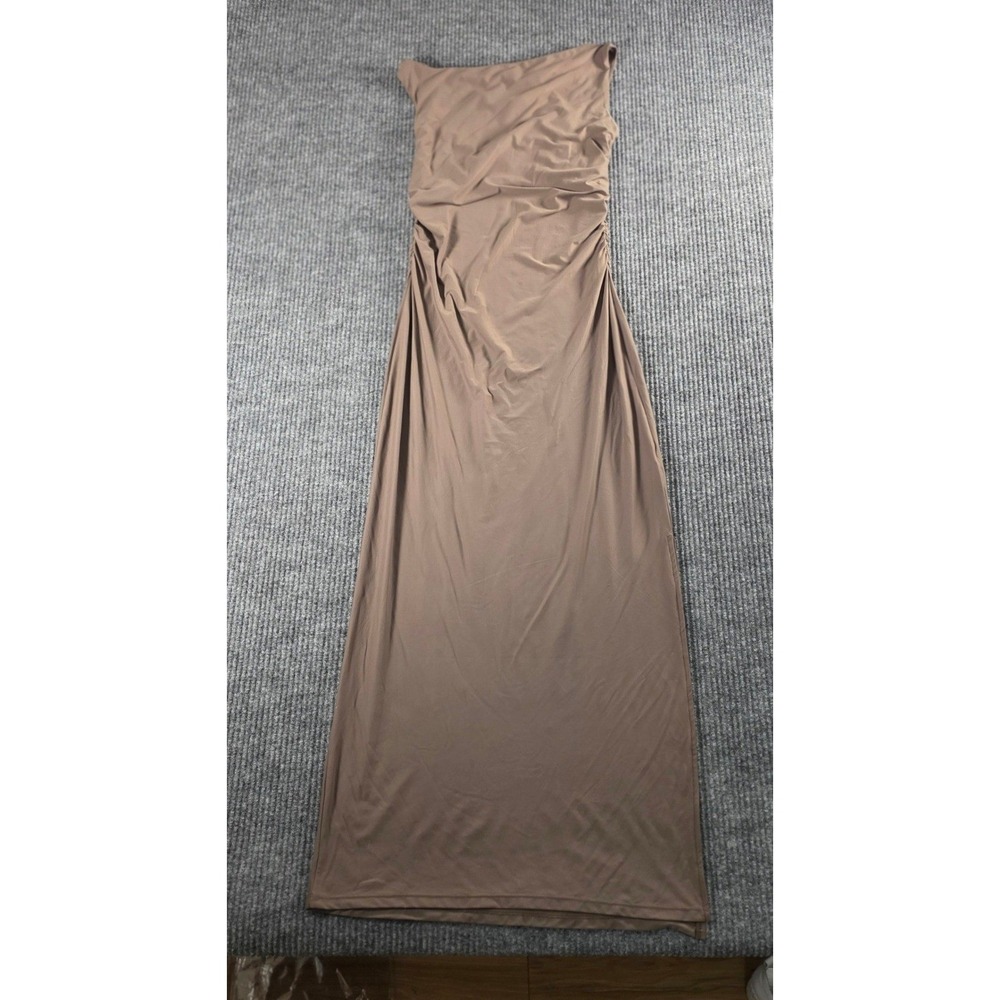 Wild Fable Brown‎ Sleeveless Ruched Side Maxi Dress Size S Boat Neck Bodycon